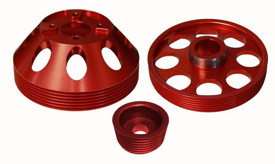Torque Solution Torque Solution Lightweight WP/Crank/Alt Pulley Combo (Red): Hyundai Genesis Coupe 3.8 2010+ - BoltMotorsports