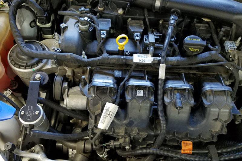 J&L 13-19 Ford Fusion 2.0L EcoBoost Passenger Side Oil Separator 3.0 - Clear Anodized - BOLT Motorsports