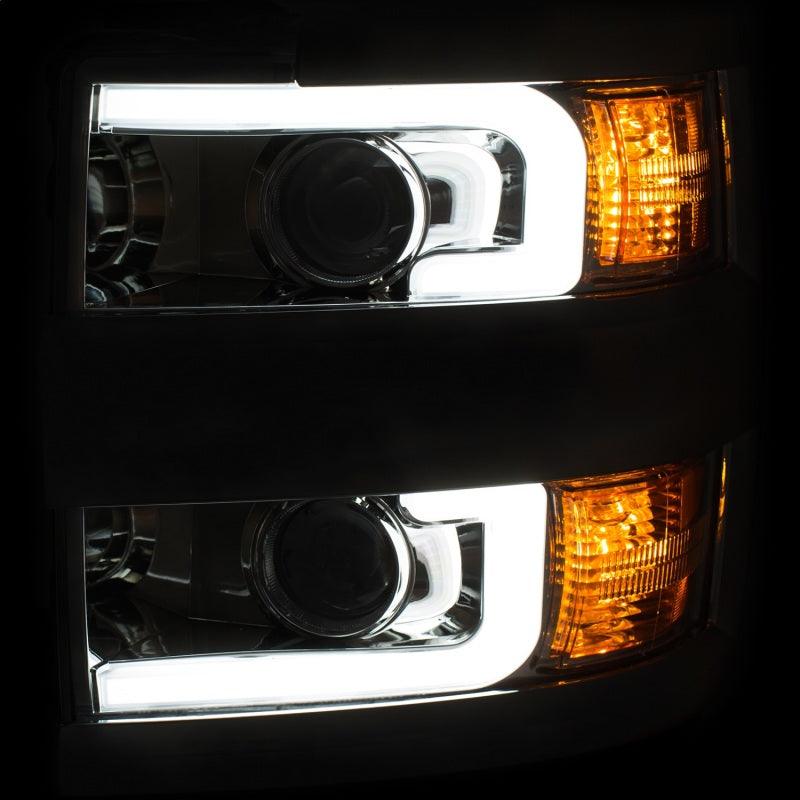 ANZO Projector Headlights 15-17 Chevrolet Silverado 2500HD / 3500HD Chrome w/ Chrome Rim - BOLT Motorsports