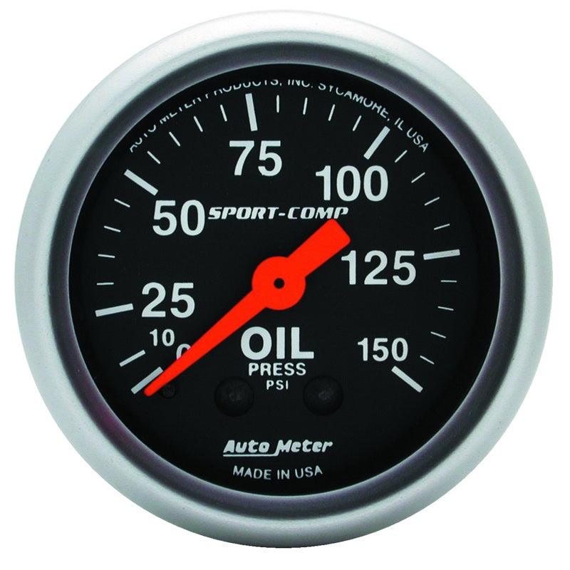 Autometer Sport Comp 52mm Mechanical 0-150 PSI Oil Pressure Gauge - BOLT Motorsports