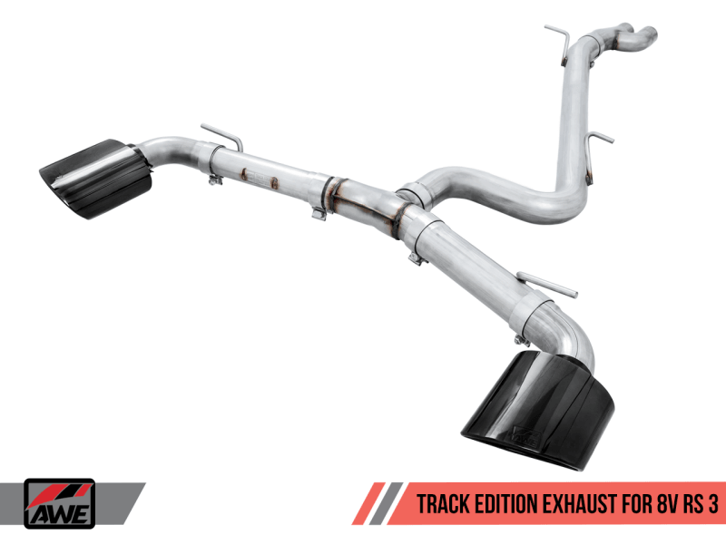 AWE Tuning 17-19 Audi RS3 8V Track Edition Exhaust - Diamond Black Tips RS-Style Tips - BOLT Motorsports