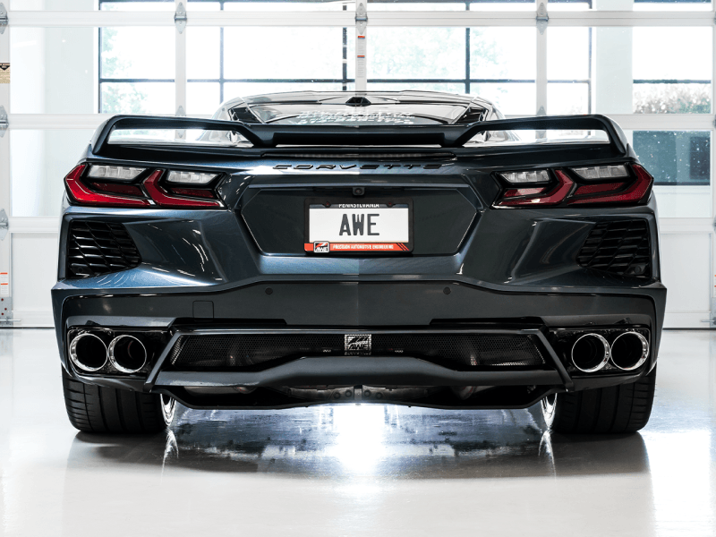 AWE Tuning 2020 Chevrolet Corvette (C8) Track Edition Exhaust - Quad Chrome Silver Tips - BOLT Motorsports