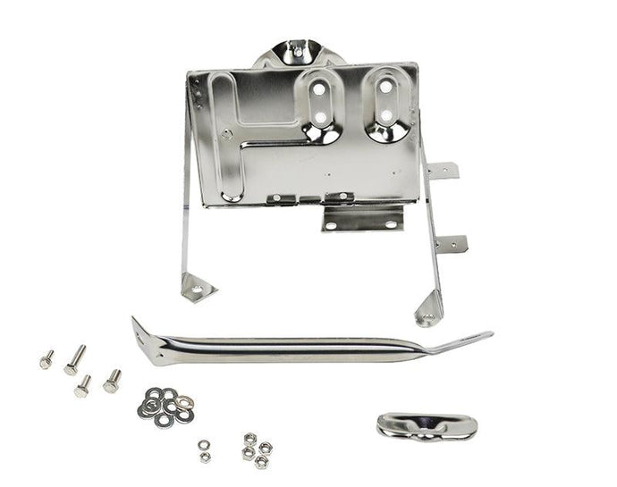 Kentrol Kentrol 76-86 Jeep CJ Battery Tray with support arm - Polished Silver - BoltMotorsports