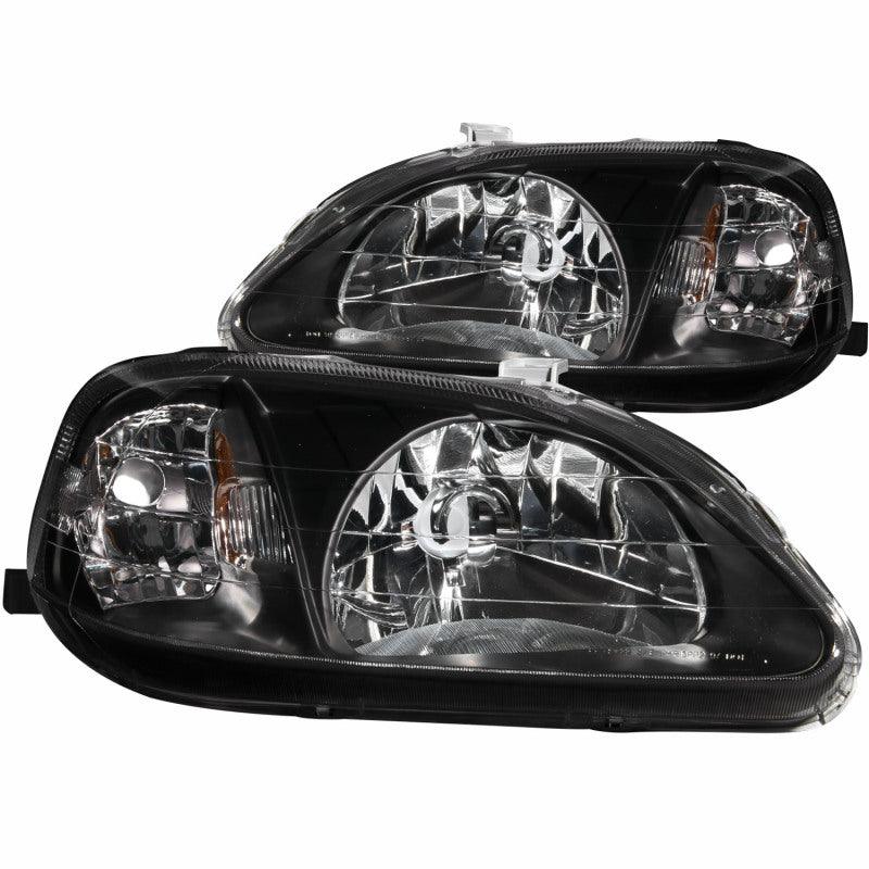 ANZO 1999-2000 Honda Civic Crystal Headlights Black - BOLT Motorsports