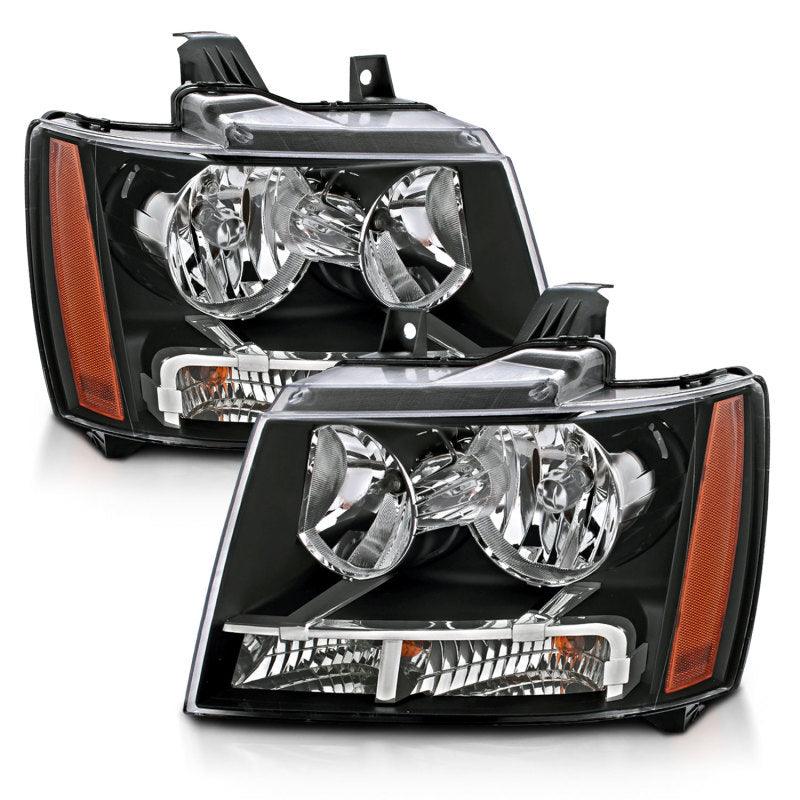 ANZO 2007-2014 Chevrolet Tahoe/Suburban Crystal Headlights Black - BOLT Motorsports