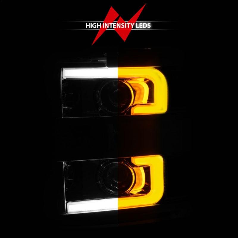 ANZO Projector Headlights 15-17 Chevrolet Silverado 2500HD / 3500HD Chrome w/ Chrome Rim - BOLT Motorsports